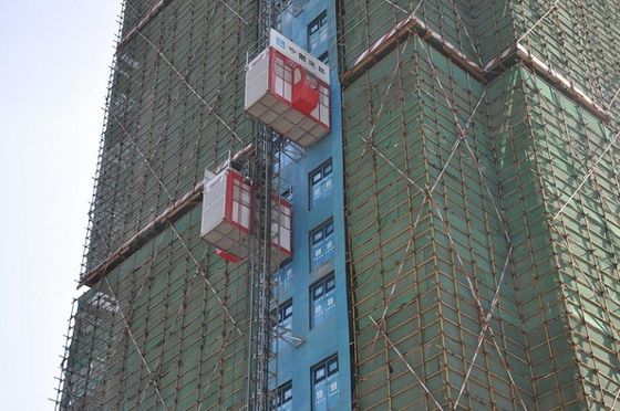 ভিএফডি কন্ট্রোল, হট ডপ গ্যালভানাইজড 2000 কেজি নির্মাণ বিল্ডিং লিফট, 0-40 মি / মিনিট যাত্রী উপাদান লিফট